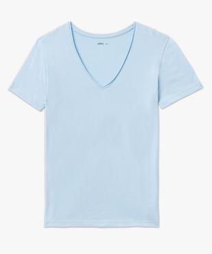 Tee-shirt à manches courtes avec col V roulotté femme vue4 - GEMO(FEMME PAP) - GEMO