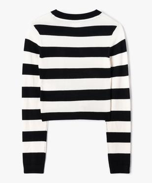 Pull fin à rayures et coupe courte fille vue4 - GEMO 4G FILLE - GEMO