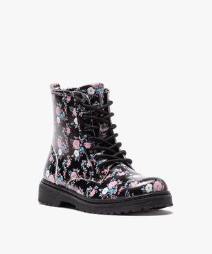 Boots fille à lacets et zip imprimées fleurs vue2 - GEMO (ENFANT) - GEMO