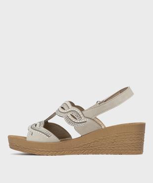Sandales confort compensées avec perles et strass femme vue3 - G'FLEX - GEMO