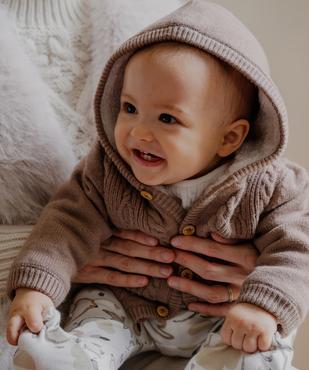 Gilet à capuche en maille torsadée doublé sherpa bébé garçon vue4 - GEMO(BB COUCHE) - GEMO