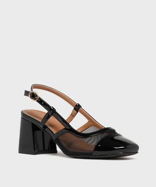 Escarpins slingback vernis à talon large et bout carré femme - Follow Me vue2 - FOLLOW ME - GEMO