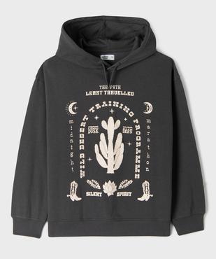 Sweat à capuche imprimé en molleton doux fille vue1 - GEMO 4G FILLE - GEMO