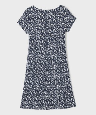 Robe manches courtes en maille fleurie à décolleté fantaisie fille vue3 - GEMO 4G FILLE - GEMO