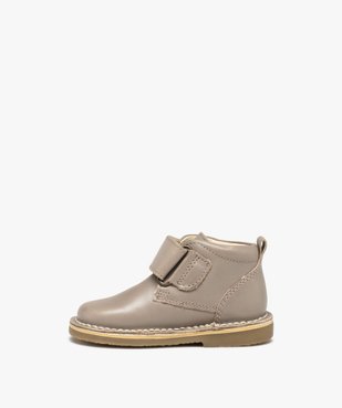 Bottes bébé fille en cuir uni à scratch - Kickers vue3 - KICKERS - GEMO