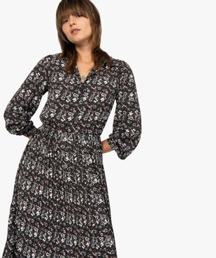 Robe femme midi imprimée à manches longues et col chemise vue5 - GEMO(FEMME PAP) - GEMO