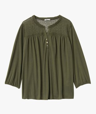 Tee-shirt femme grande taille à dentelle et manches 3/4 vue4 - GEMO 4G GT - GEMO