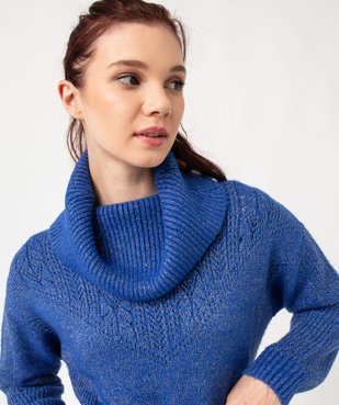 Robe pull pailletée avec grand col roulé femme vue2 - GEMO(FEMME PAP) - GEMO
