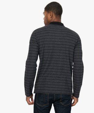 Polo homme rayé à manches longues et col contrastant vue3 - GEMO C4G HOMME - GEMO