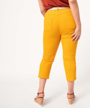 Pantacourt femme grande taille en twill coloré avec ceinture en paille vue3 - GEMO 4G GT - GEMO