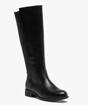 Bottes femme unies à talon plat vue2 - GEMO (CASUAL) - GEMO