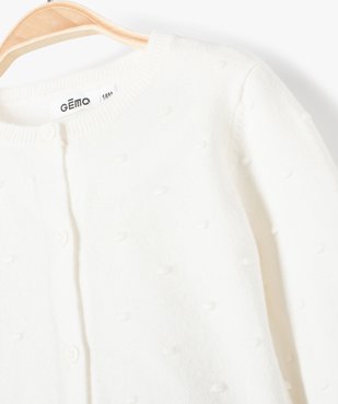 Gilet bébé fille avec petits pois en relief vue2 - GEMO(BEBE DEBT) - GEMO