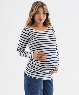 Tee-shirt de grossesse à manches longues et rayures vue1 - GEMO 4G MATERN - GEMO