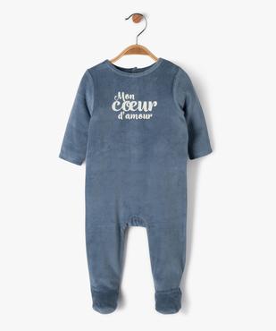 Pyjama en velours à pont-dos pressionné bébé vue1 - GEMO(BB COUCHE) - GEMO
