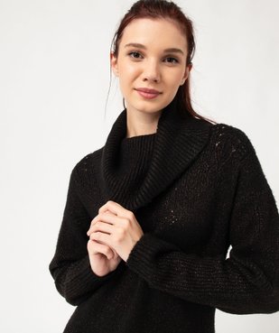 Robe pull pailletée avec grand col roulé femme vue5 - GEMO(FEMME PAP) - GEMO