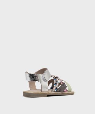 Sandales en cuir à brides fantaisie et scratch fille - Alma Planète vue4 - ALMA - GEMO