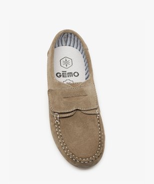Mocassins garçon à scratch dessus cuir retourné uni vue5 - GEMO (ENFANT) - GEMO