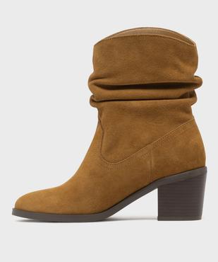Boots dessus cuir velours avec tige plissée femme - Tanéo vue3 - TANEO - GEMO