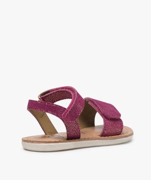 Sandales bébé fille en cuir pailleté brides à scratch vue4 - GEMO(BEBE DEBT) - GEMO