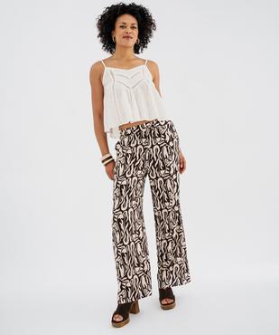 Top à bretelles en coton froissé à broderies et galon de dentelle femme vue4 - GEMO(FEMME PAP) - GEMO
