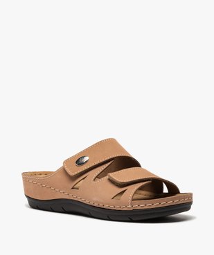 Mules femme confort unies dessus cuir à brides scratch vue2 - GEMO (CONFORT) - GEMO