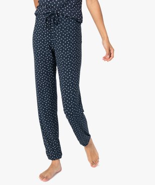 Pantalon de pyjama femme en maille fine avec bas resserré vue1 - GEMO(HOMWR FEM) - GEMO
