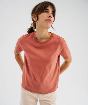 Tee-shirt manches courtes et col rond uni en coton résistant femme vue1 - GEMO(FEMME PAP) - GEMO