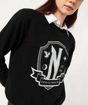Sweat avec col chemise et motif pailleté femme - Wednesday vue6 - WEDNESDAY - GEMO