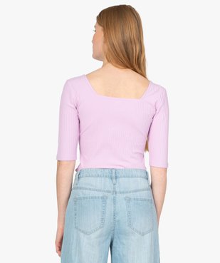 Tee-shirt femme à manches courtes en maille côtelée vue3 - GEMO(FEMME PAP) - GEMO