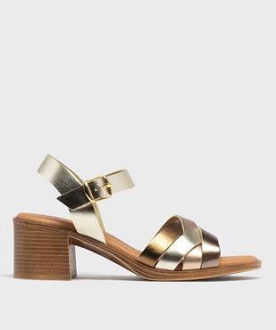 Sandales à talon moyen et larges brides brillantes femme - Tanéo vue1 - TANEO - GEMO