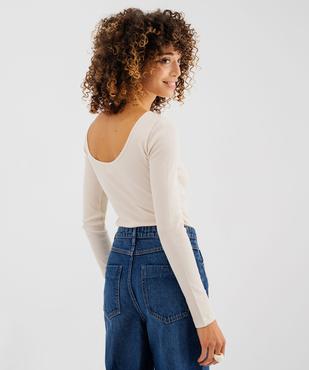 Body à manches longues en maille côtelée femme vue3 - GEMO 4G FEMME - GEMO