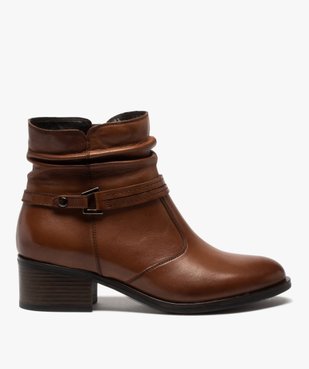 Boots femme à talon large et tige plissée en cuir vue1 - Nikesneakers (CASUAL) - Nikesneakers