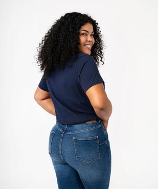 Tee-shirt femme grande taille avec col V et manches courtes vue3 - GEMO (G TAILLE) - GEMO