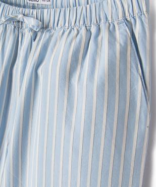 Pantalon large en coton rayé à taille élastiquée fille vue2 - GEMO (JUNIOR) - GEMO