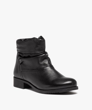 Boots femme confort dessus en cuir uni et plissé vue2 - GEMO (CONFORT) - GEMO