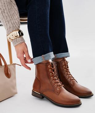 Boots plates à lacets et zip femme vue1 - VALENTINA BALDA - GEMO