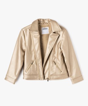 Blouson biker en cuir imitation fille vue4 - GEMO (ENFANT) - GEMO