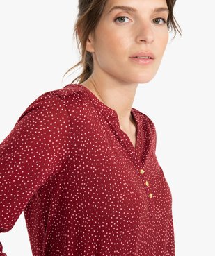 Tee-shirt femme manches 3/4 imprimé à col original vue2 - GEMO C4G FEMME - GEMO