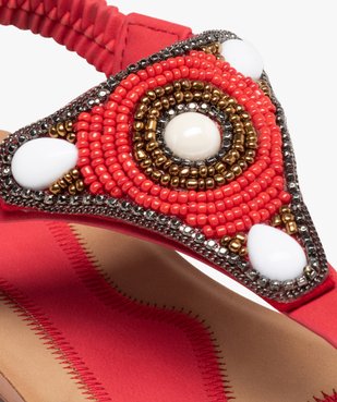 Sandales femme plates à entre-doigts orné de perles vue6 - GEMO (CASUAL) - GEMO