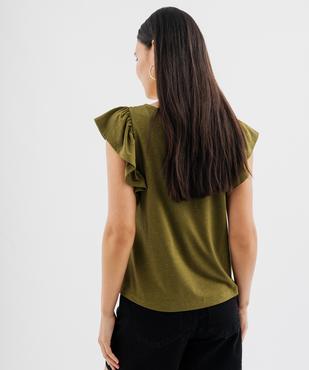 Tee-shirt manches courtes volantés à paillettes femme vue4 - GEMO(FEMME PAP) - GEMO