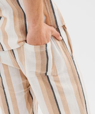 Short large à rayures avec ceinture ajustable pour homme vue2 - GEMO (HOMME) - GEMO
