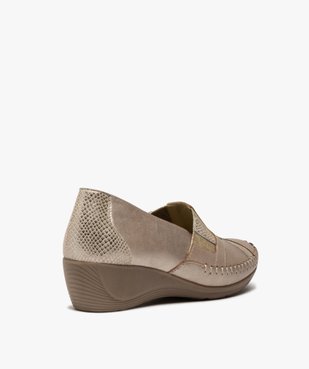 Mocassins femme confort en cuir et talon compensé vue4 - GEMO (CONFORT) - GEMO