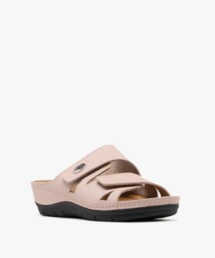 Mules femme confort unies dessus cuir à brides scratch  vue8 - G'FLEX - GEMO