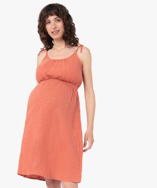 Robe de grossesse courte à fines bretelles nouées vue1 - GEMO (MATER) - GEMO