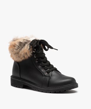 Boots fourrées femme col peluche et fermeture lacets vue2 - VALENTINA BALDA - GEMO