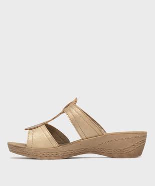 Mules confort à talon compensé et semelle intérieure cuir femme - G'Flex vue3 - G'FLEX - GEMO