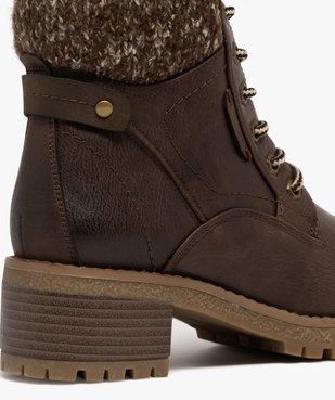 Bottines fourrées crantées à talon et haut de tige en maille tricotée femme vue7 - GEMO(URBAIN) - GEMO
