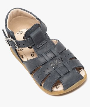 Sandales premiers pas bébé garçon unies en cuir - Bopy vue5 - BOPY - GEMO