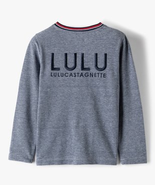 Tee-shirt garçon manches longues col tunisien en maille piquée - Lulu Castagnette vue4 - LULUCASTAGNETTE - GEMO