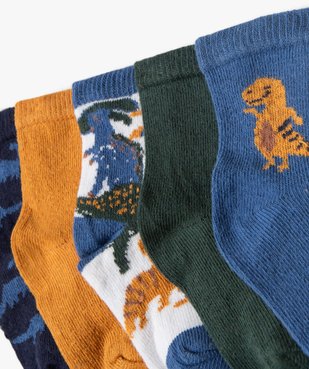 Chaussettes hautes motifs dinosaures garçon (lot de 5) vue2 - GEMO 4G BEBE - GEMO